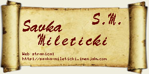 Savka Mileticki vizit kartica
